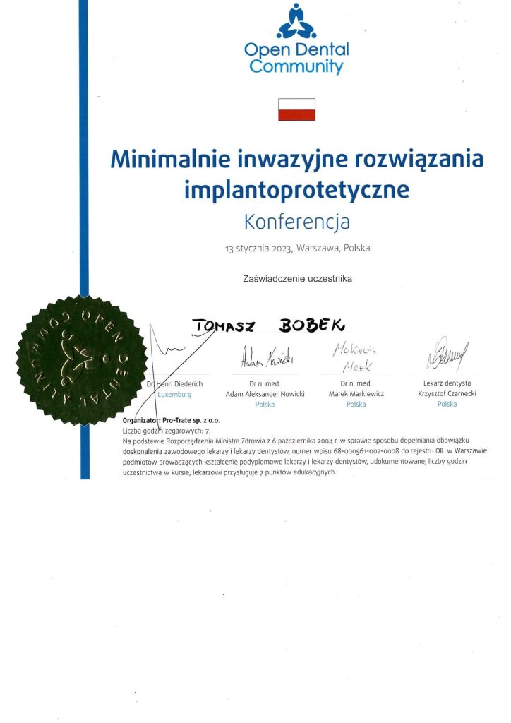 implanty pterygoidalne konferencja , lek. dent. Tomasz Bobek Specjalizacja: Implantologia i Endodoncja | Numer PWZ: 1304071